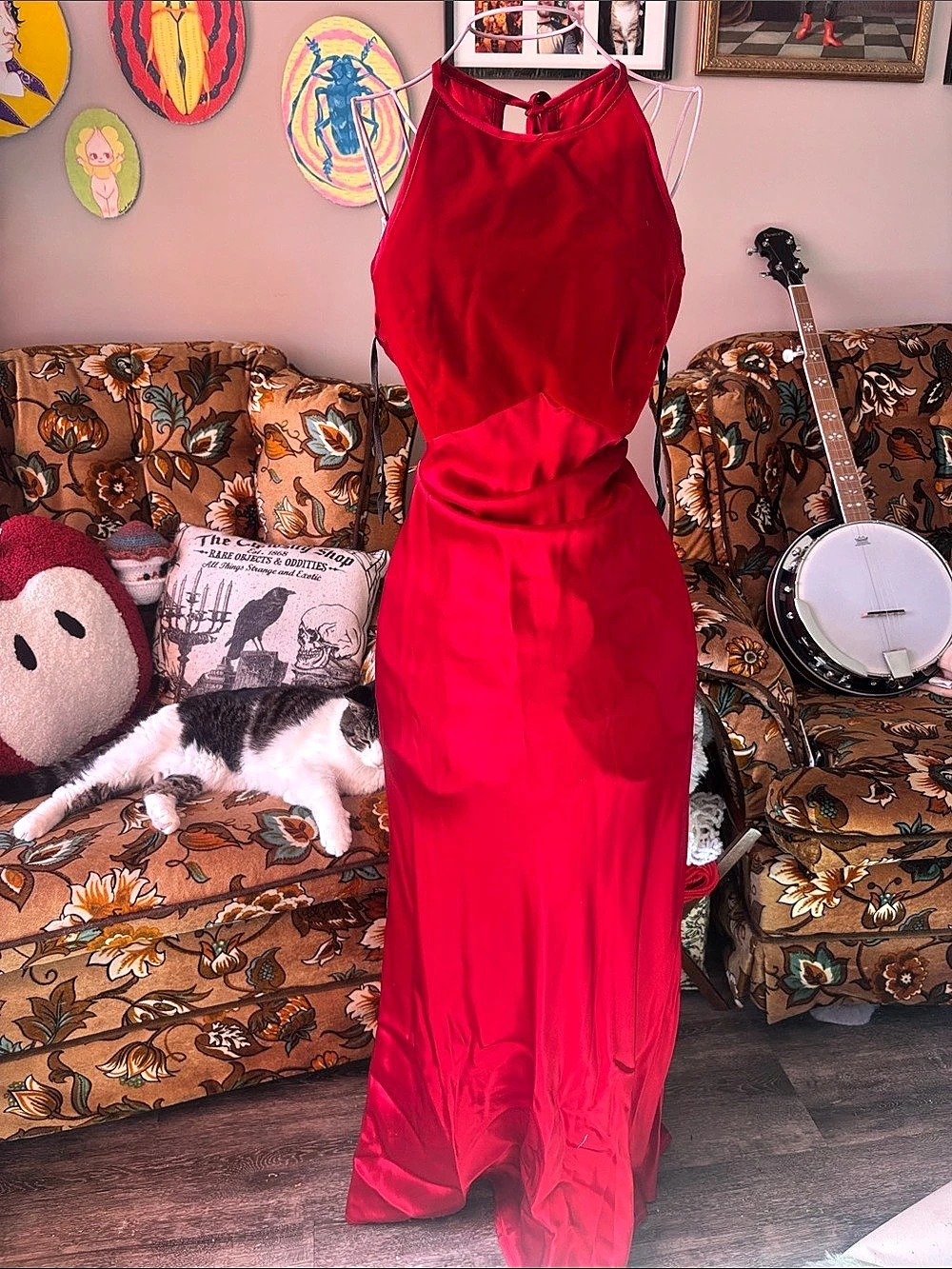 Expression Satin Maxi Dress in Red Size 10 Like New